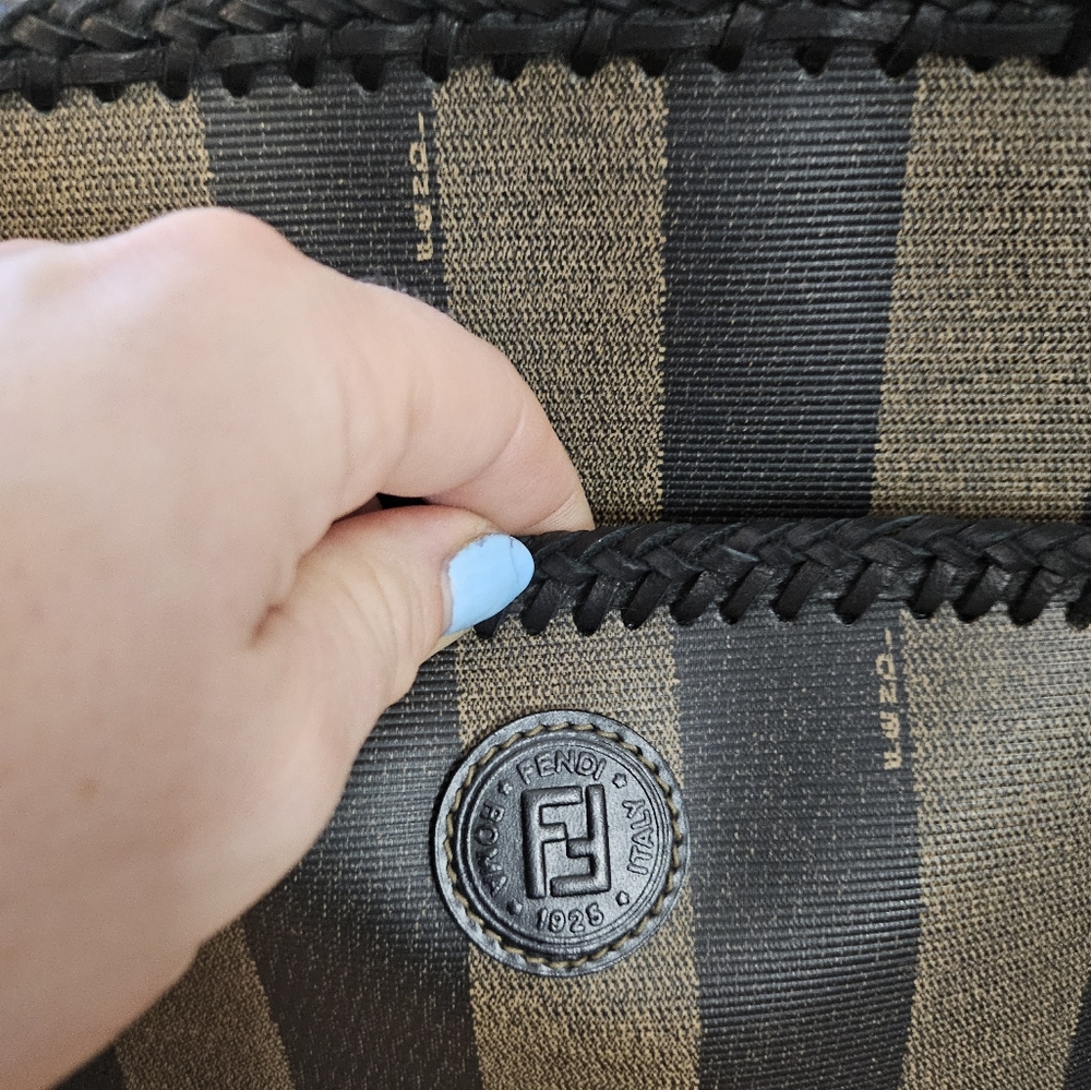 Fendi Black and Tan Striped Fringe Crossbody Bag - Picture 3 of 9